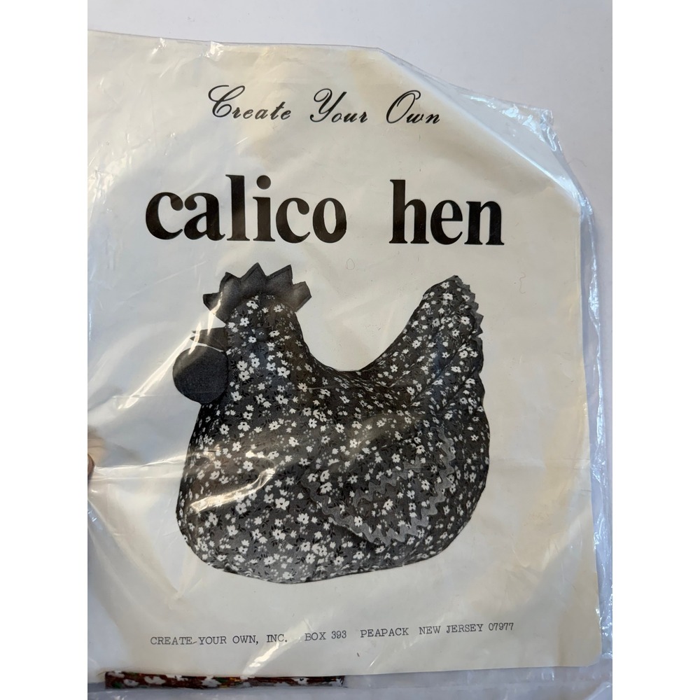 VTG Create Your Own Calico Hen Sewing Kit Brown Floral DIY Sewing Farmhouse